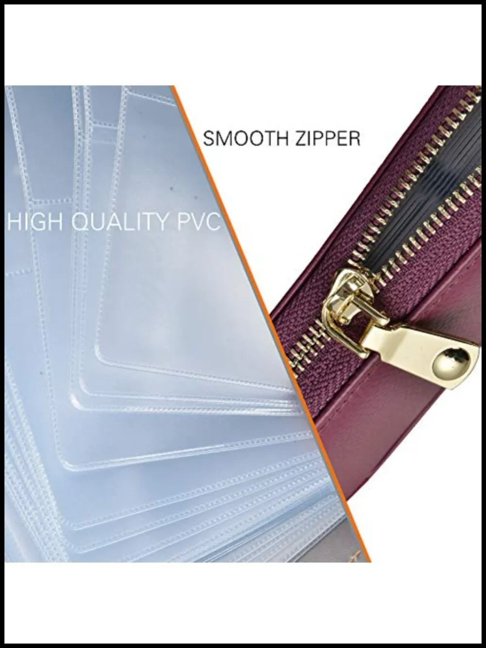 Genuine Leather RFID Zipper Card Case Wallet 60 Slots